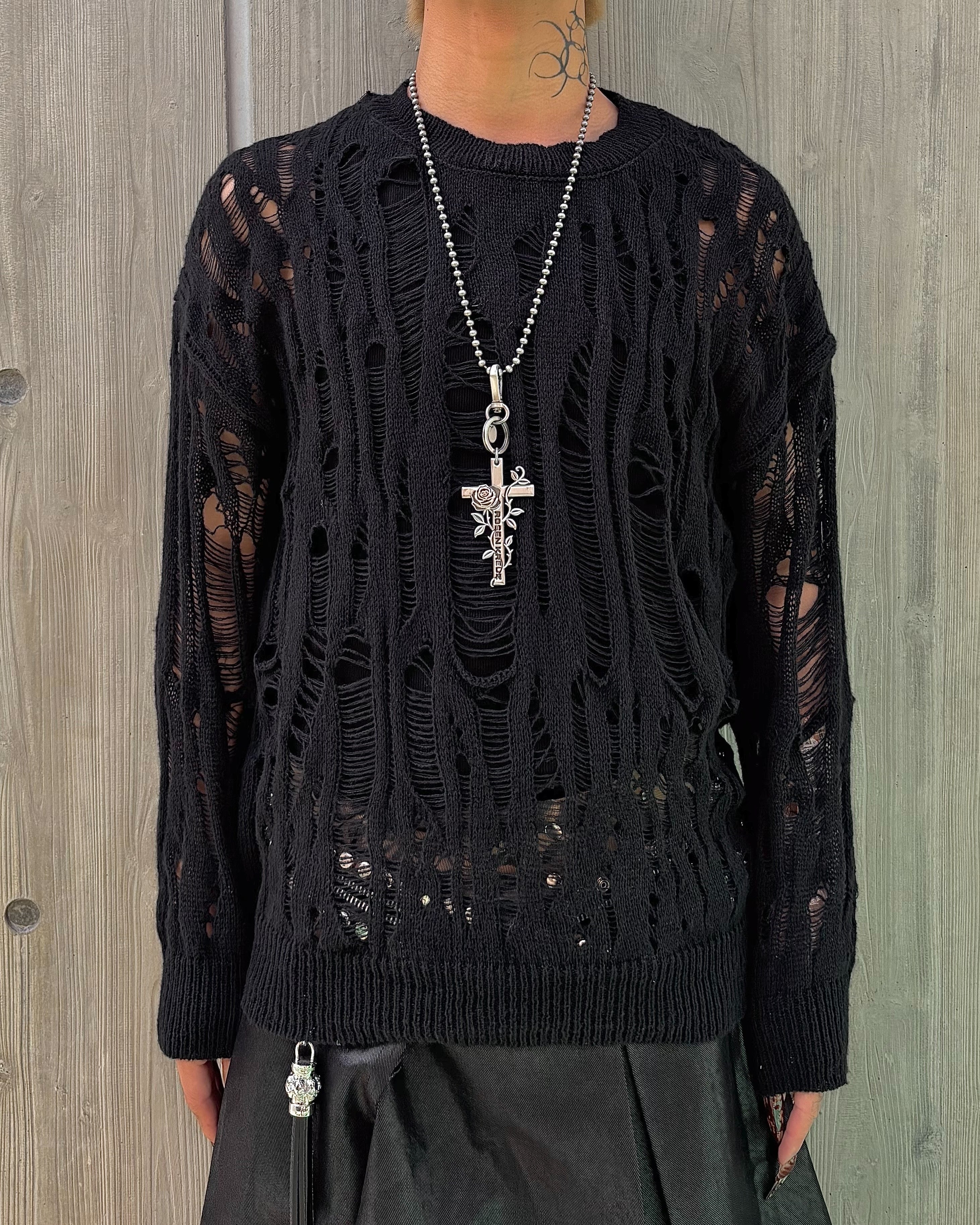 国際配送【Never mind the XU】damage loose knit