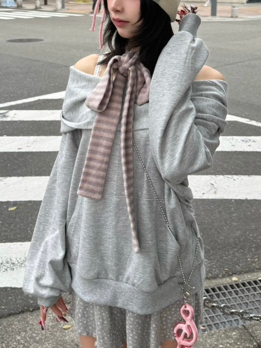 名古屋店WEB限定受注制【nmtc+】2way hood off-shoulder sweat shirts (3color)