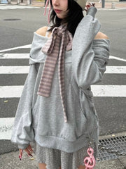 名古屋店WEB限定受注制【nmtc+】2way hood off-shoulder sweat shirts (3color)
