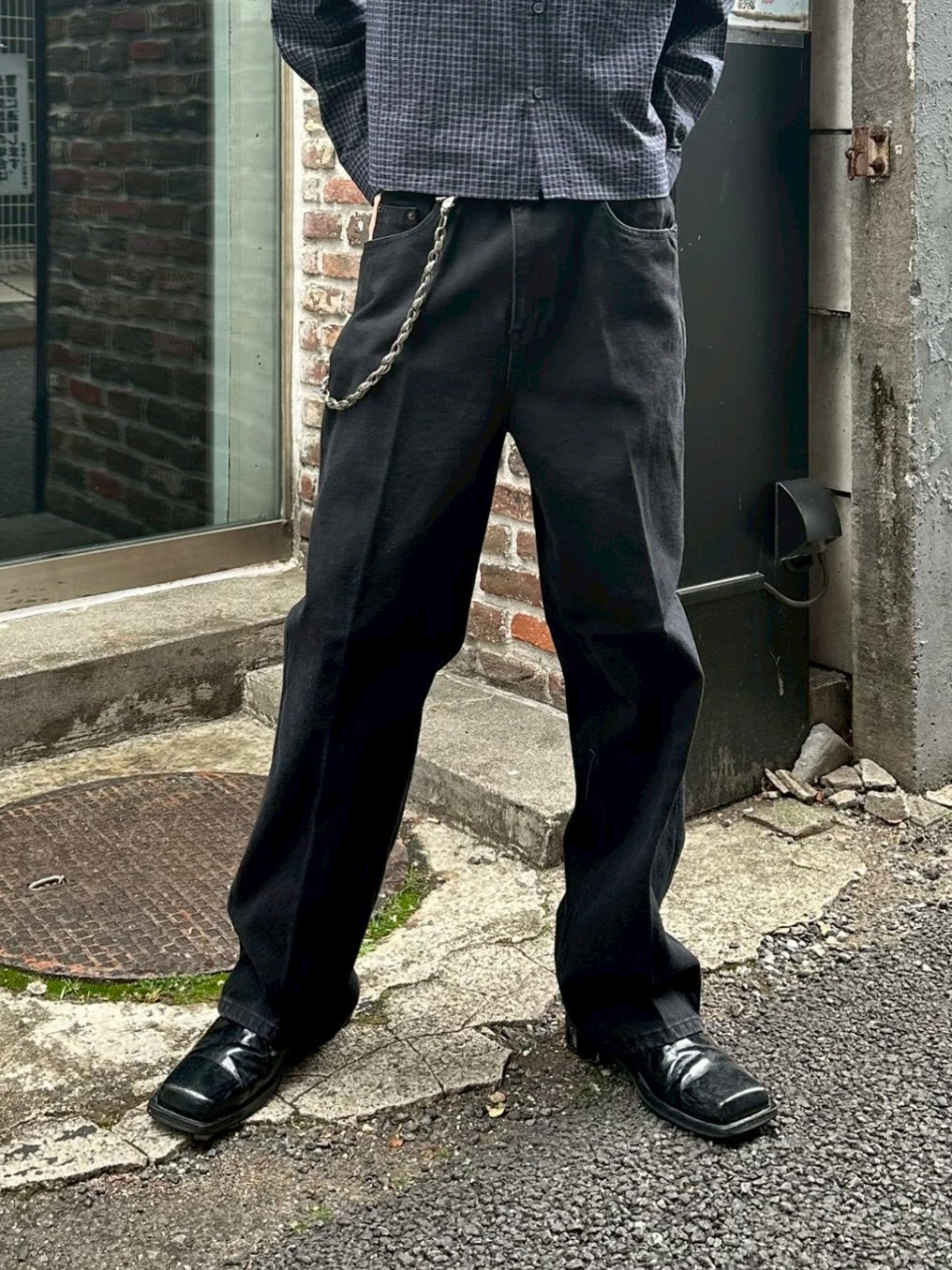 大阪店WEB限定受注制【Chikashitsu +】slim straight denim pants