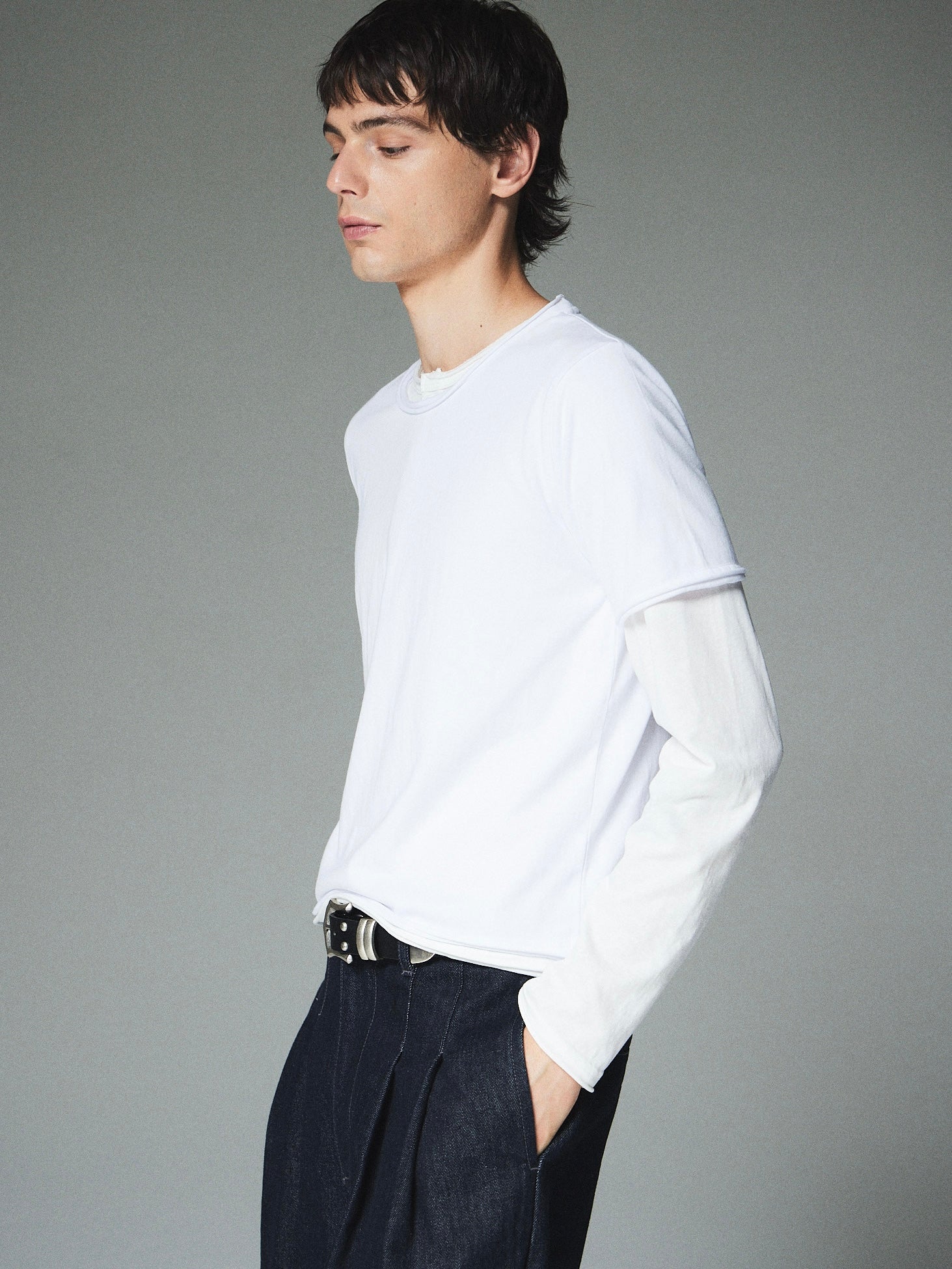 【CS】cut off pack tee (white/black）