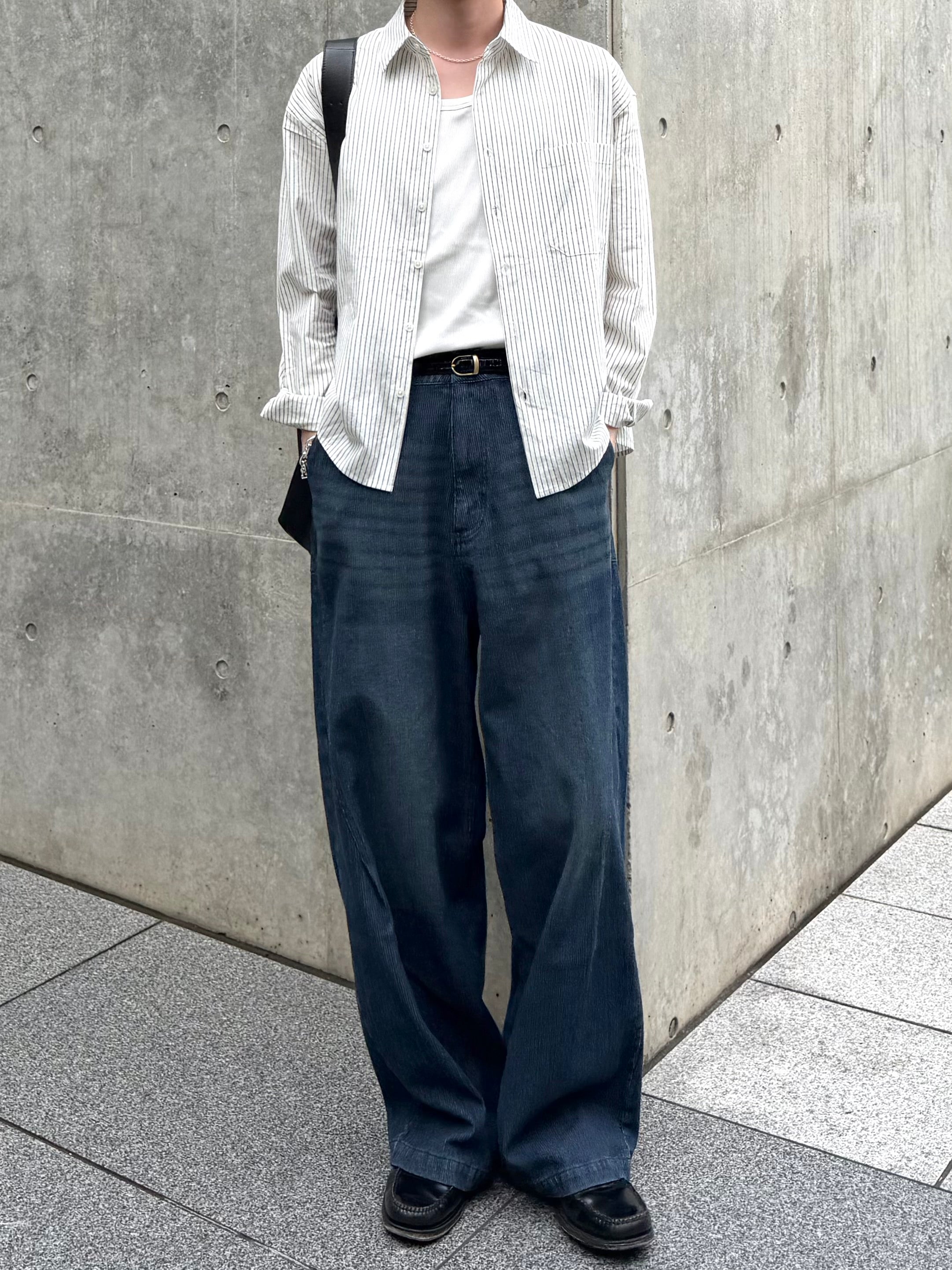 東京店WEB限定受注制【Chikashitsu +】compact stripe shirt (2color)
