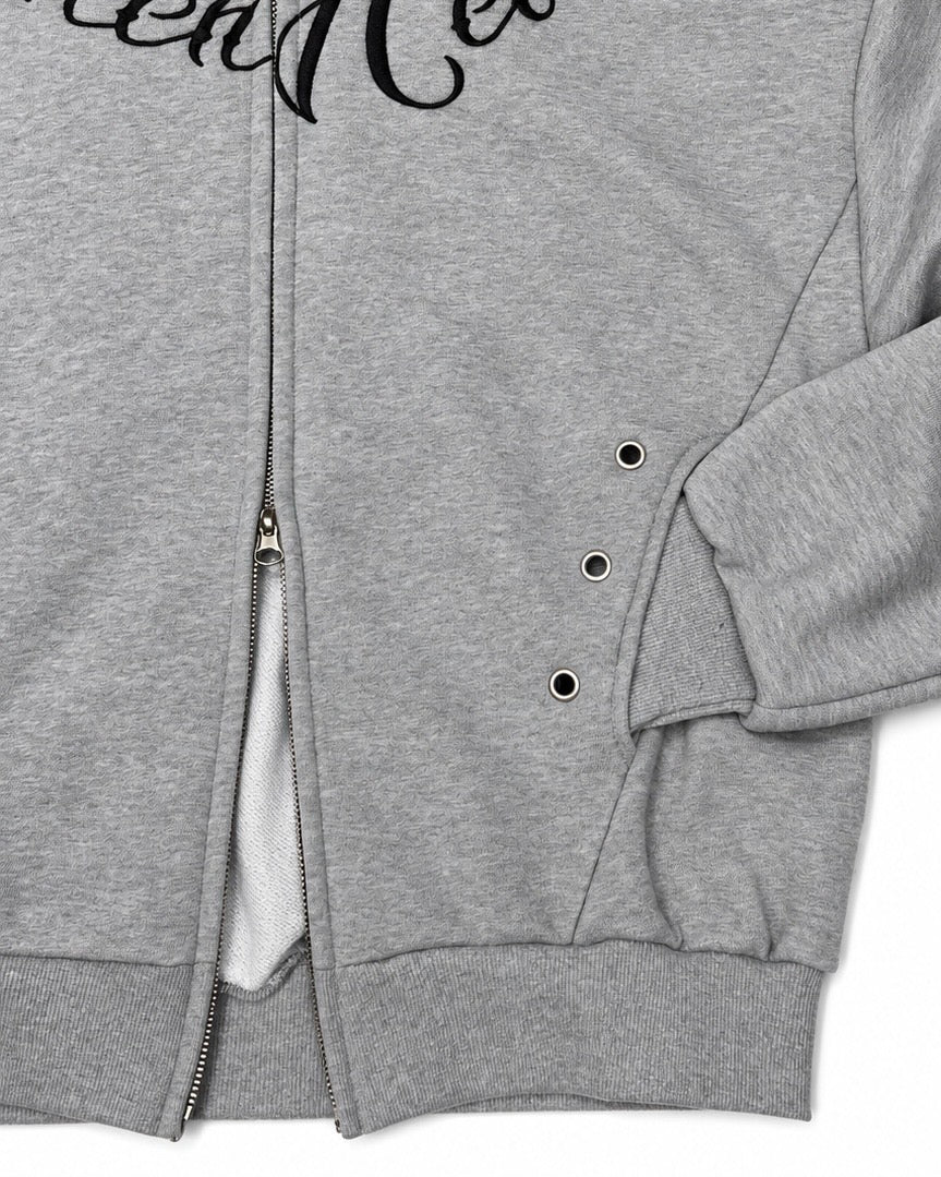 受注制【Never mind the XU】SCRIPT EYELET ZIP HOODIE (3color)