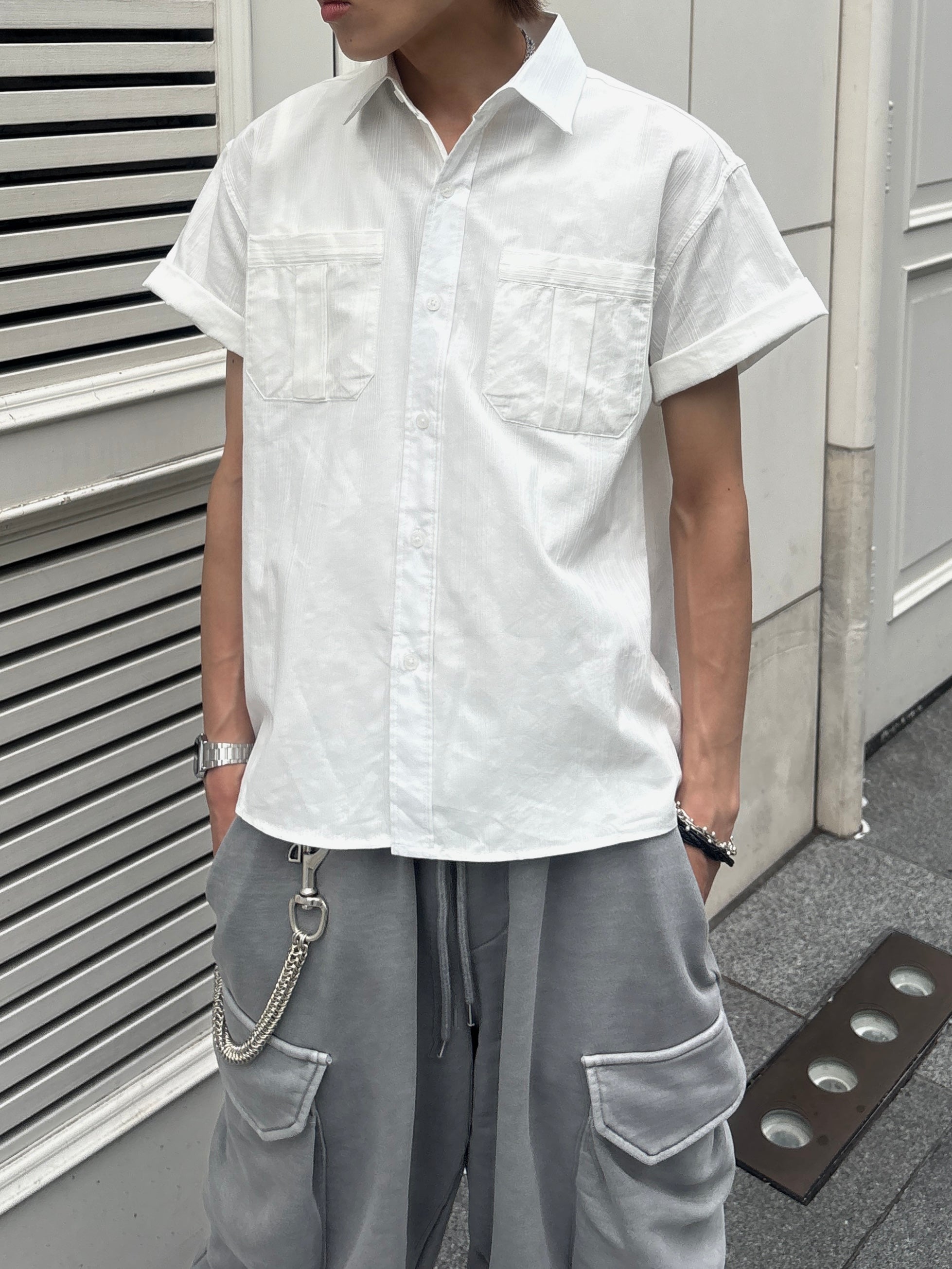 受注制【youll】jacquard cropped shirt (2color)