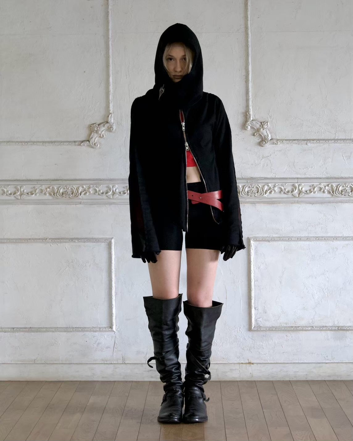 【YIKAI LABORATORY】COCOON ASYMMETRIC ZIPPER HOODIE