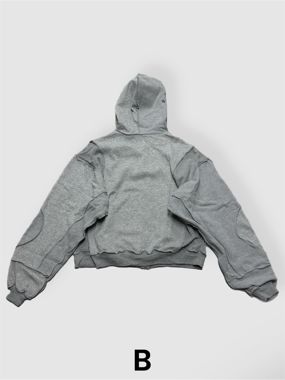 【Re +】double zip cutting switch hoodie (gray)