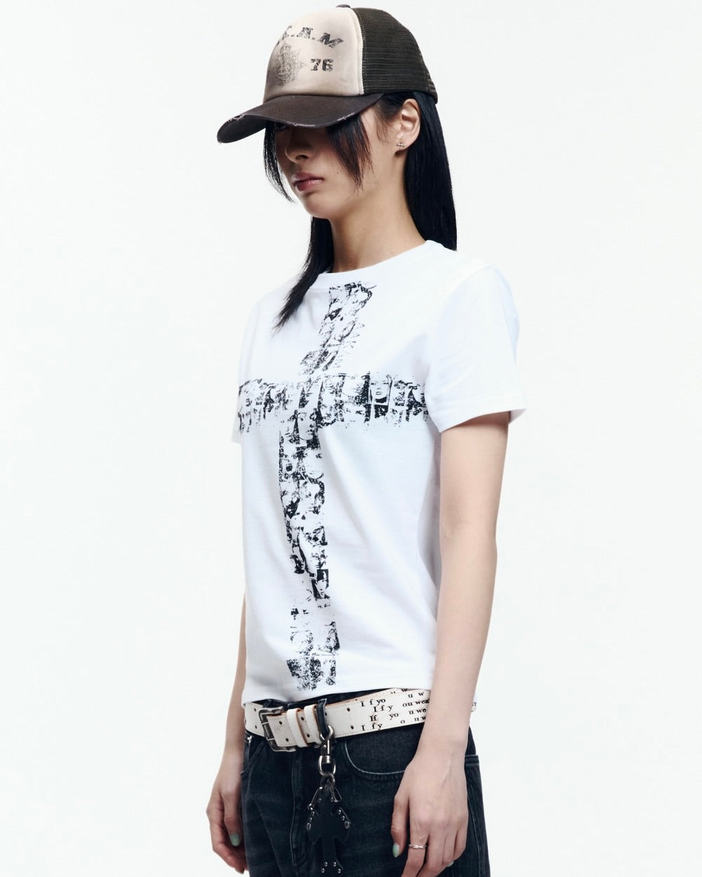 【AAKAM】Mosaic Cross Half Top