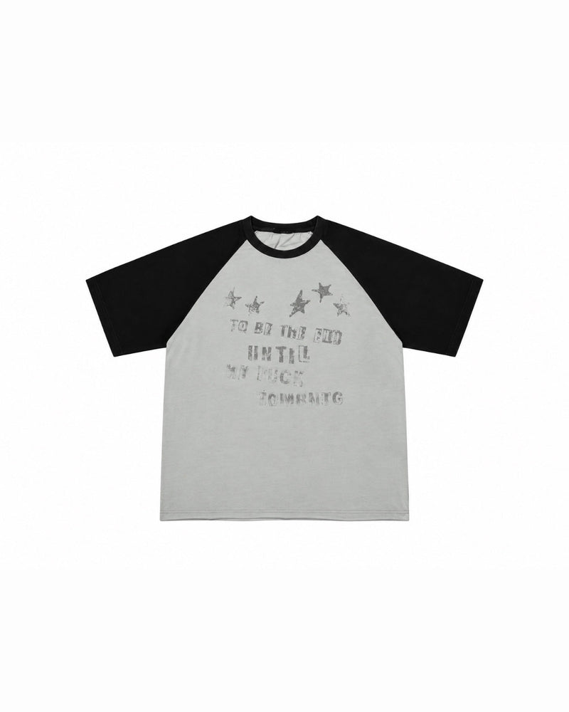 国際配送【Never mind the XU】star print raglan T-shirt (2color)