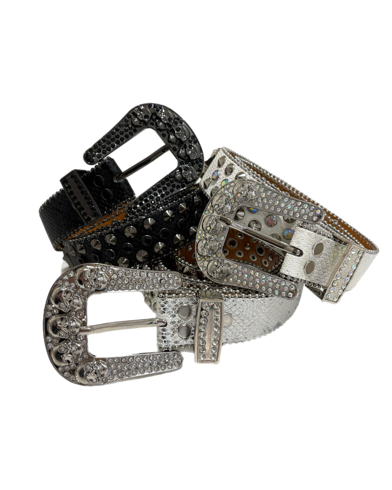 国際配送【BABY09】 Skull Studded Belt (3color)