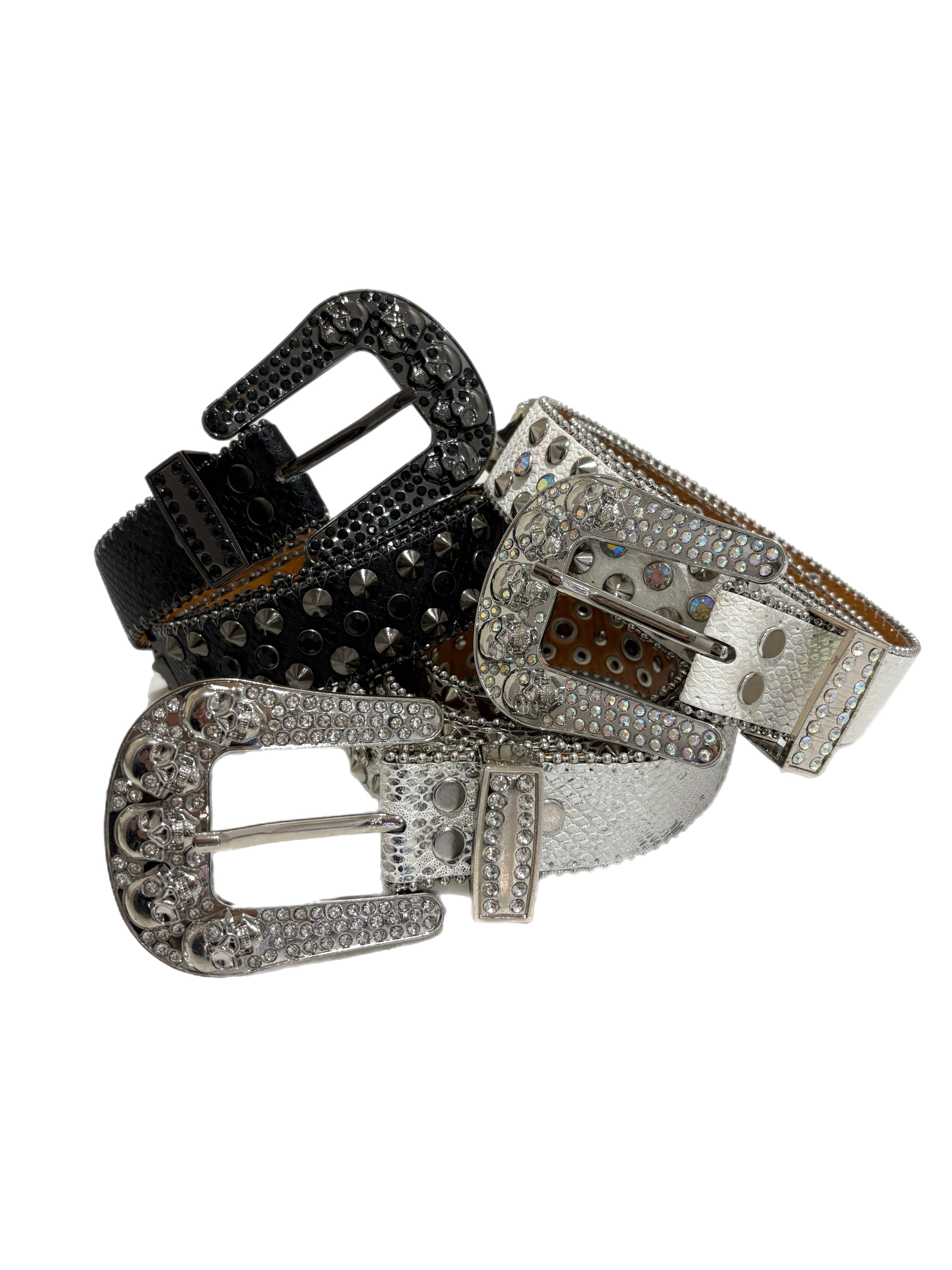国際配送【BABY09】 Skull Studded Belt (3color)