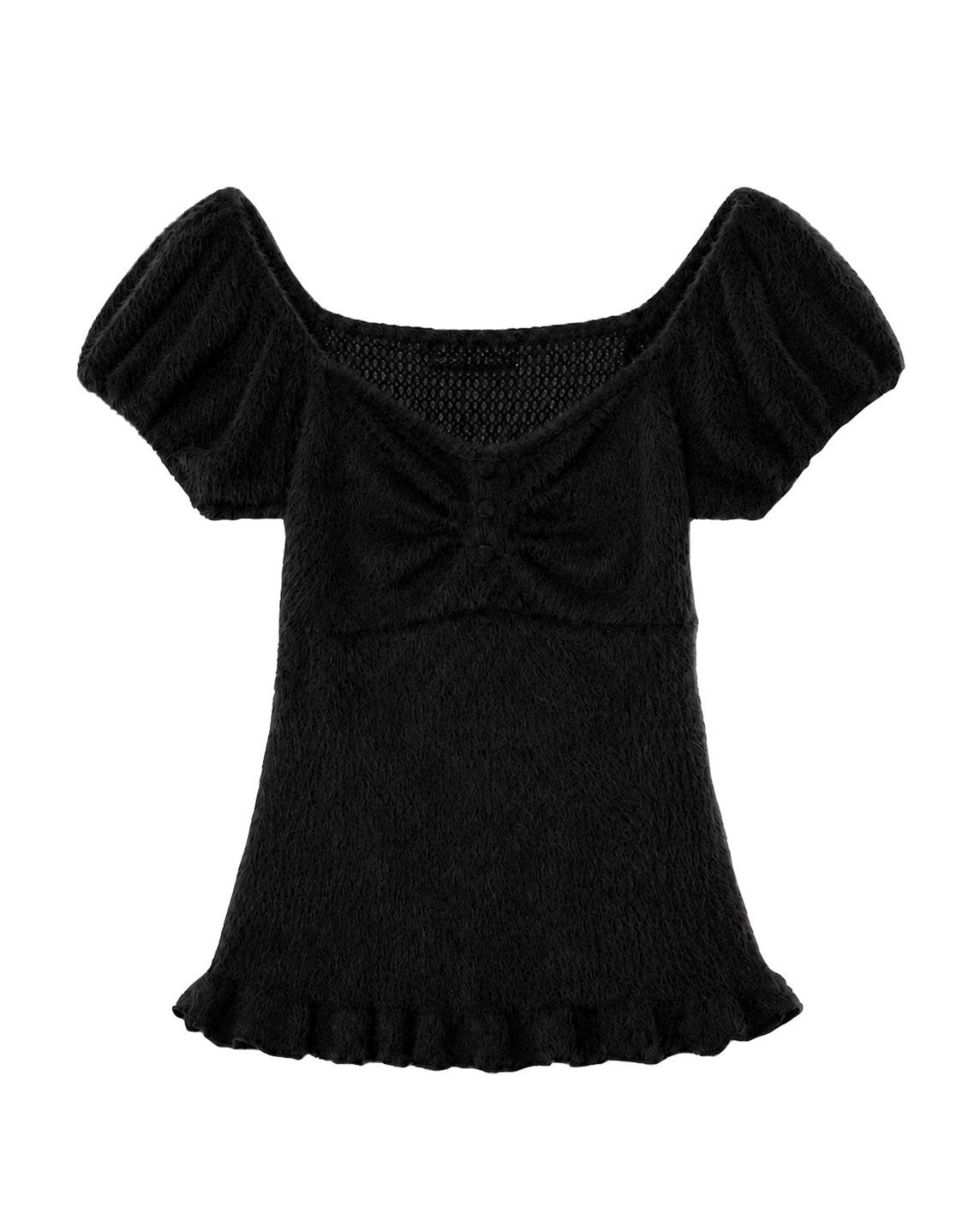【Uglyshadow】SOFT SHIRRING T-SHIRT