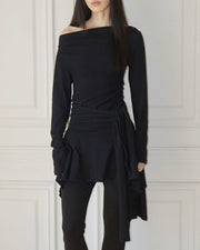【Uglyshadow】RUCHED BOAT LONG TEE