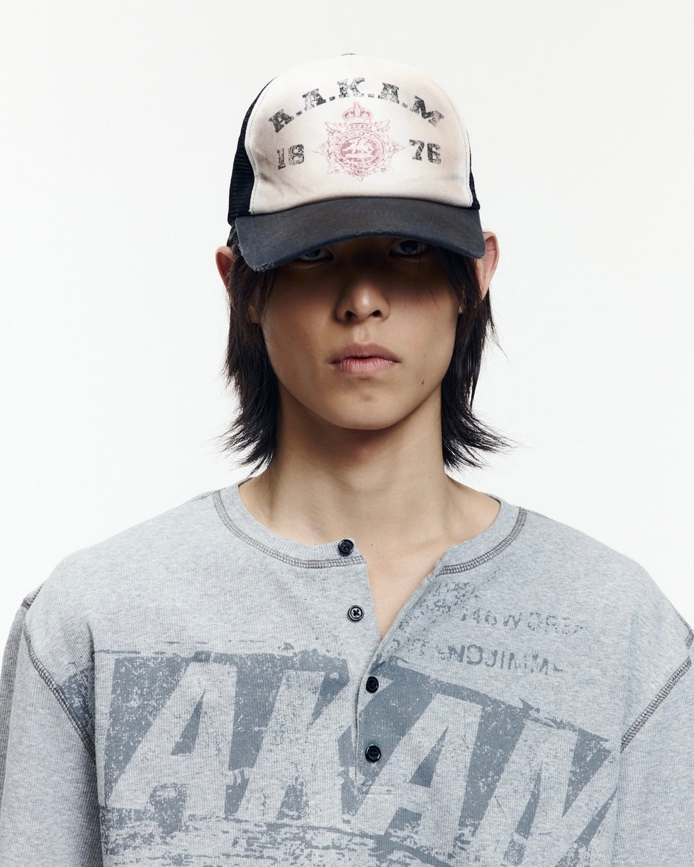 【AAKAM】Dirty Washed Trucker Cap