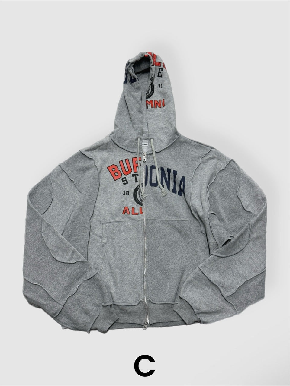 【Re +】double zip cutting switch hoodie (gray)
