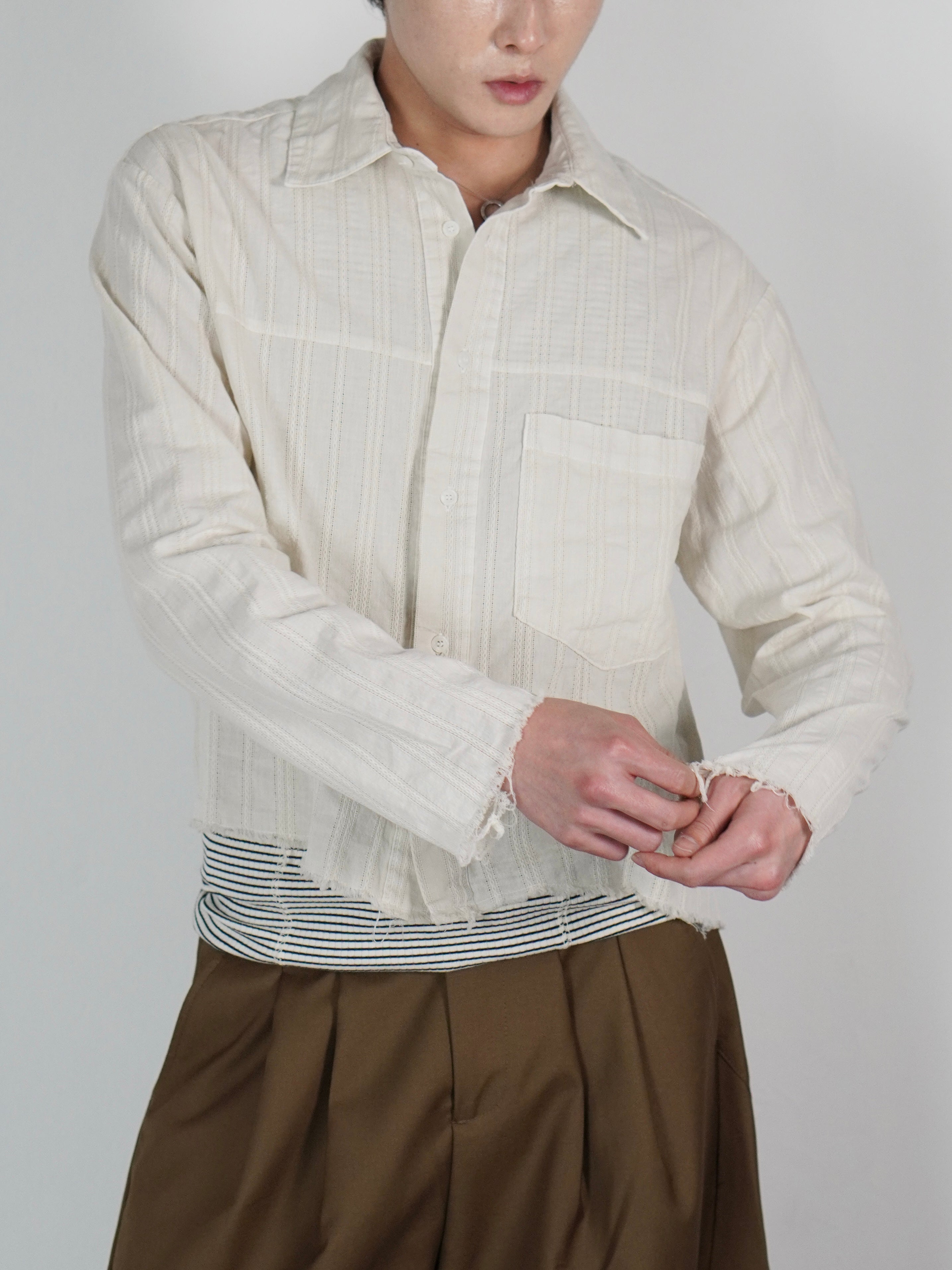 受注制【Chikashitsu +】pigment cut off shirt (2color)