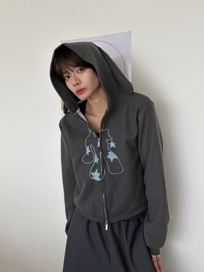 【LUV CODE】rabbit ear zip up hoodie (2color)