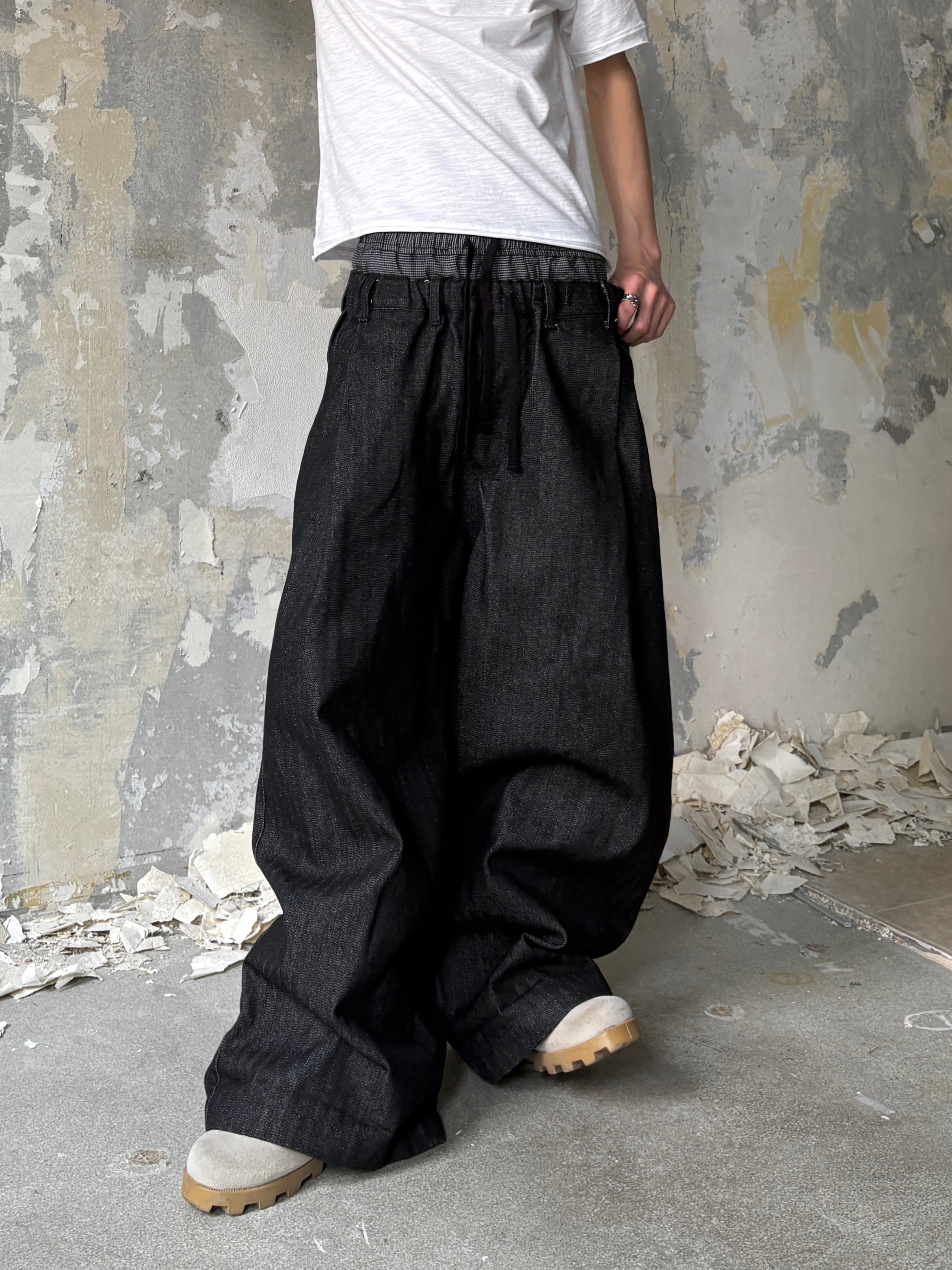 【Lee fi Ne】Herringbone Layered Baggy Jeans