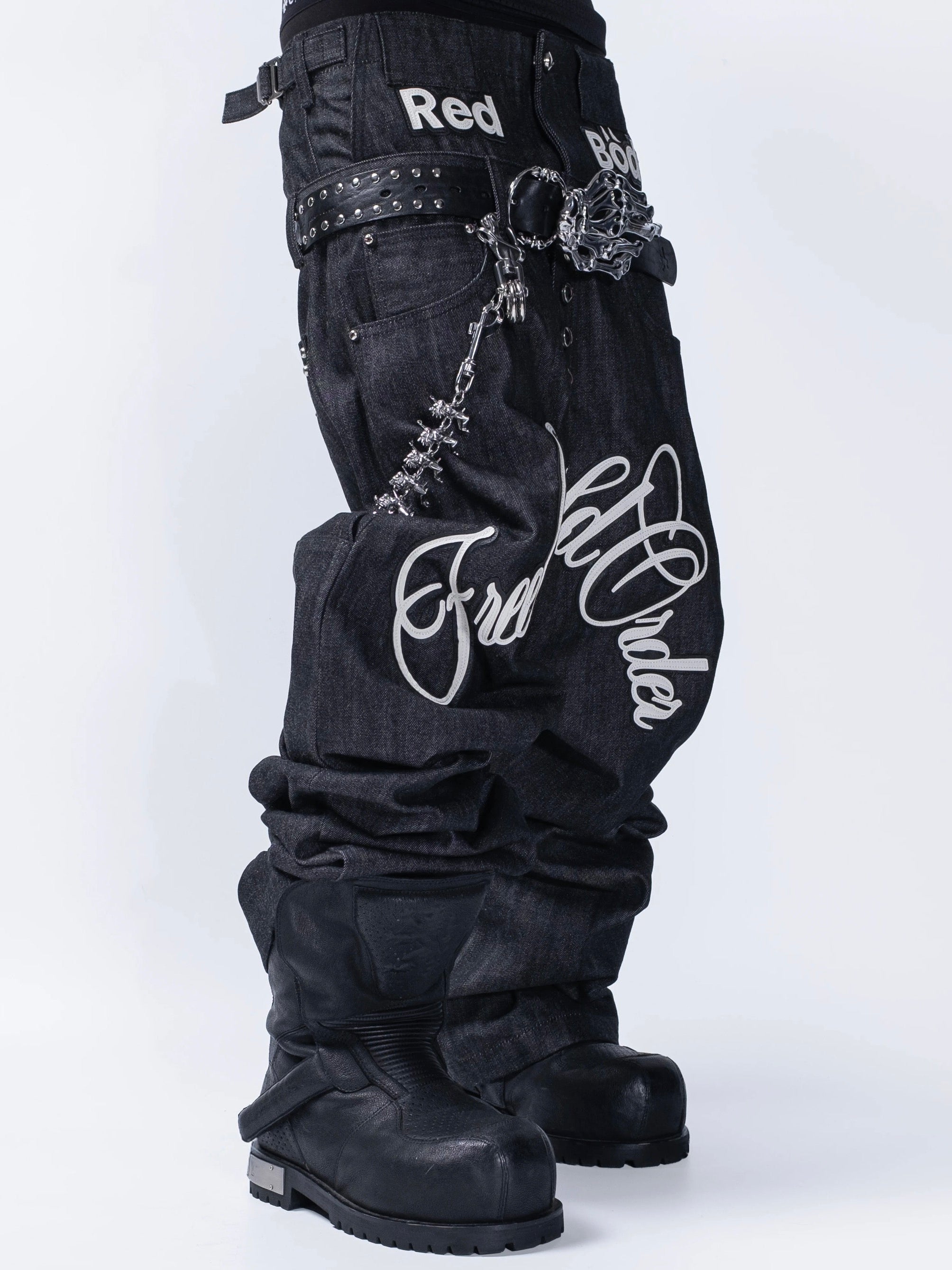 【F.V.V.O】Skeleton Hand & Spikes Leather Belt