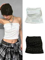 国際配送【Never mind the XU】rhinestone tubetops