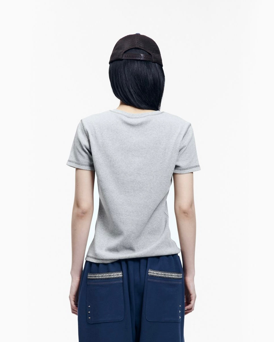 【AAKAM】Tread Henry Neck Half Top