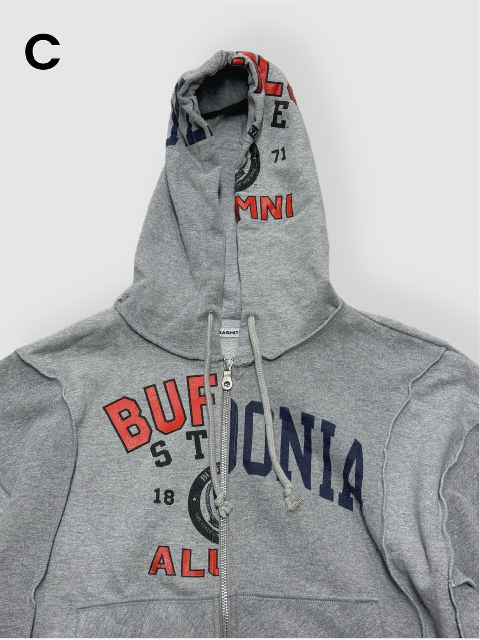 【Re +】double zip cutting switch hoodie (gray)