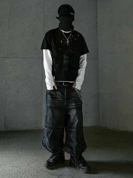 【roaringrad】Cross Damage Slub T-Shirt