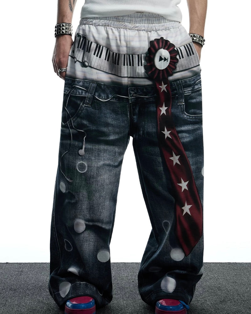 【DND4DES】All-Over Print Tie Polka Dot Sweatpants
