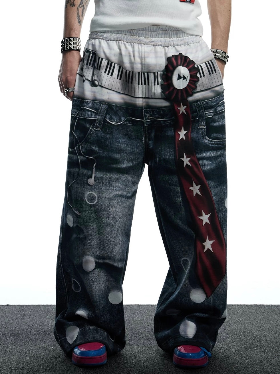 【DND4DES】All-Over Print Tie Polka Dot Sweatpants