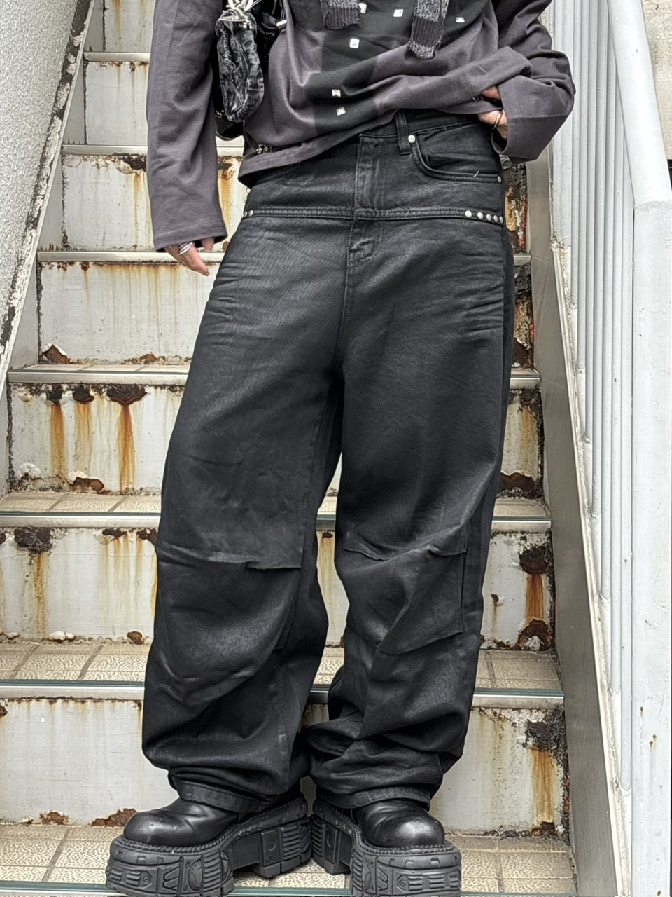 受注制【Never mind the XU】coating denim pants