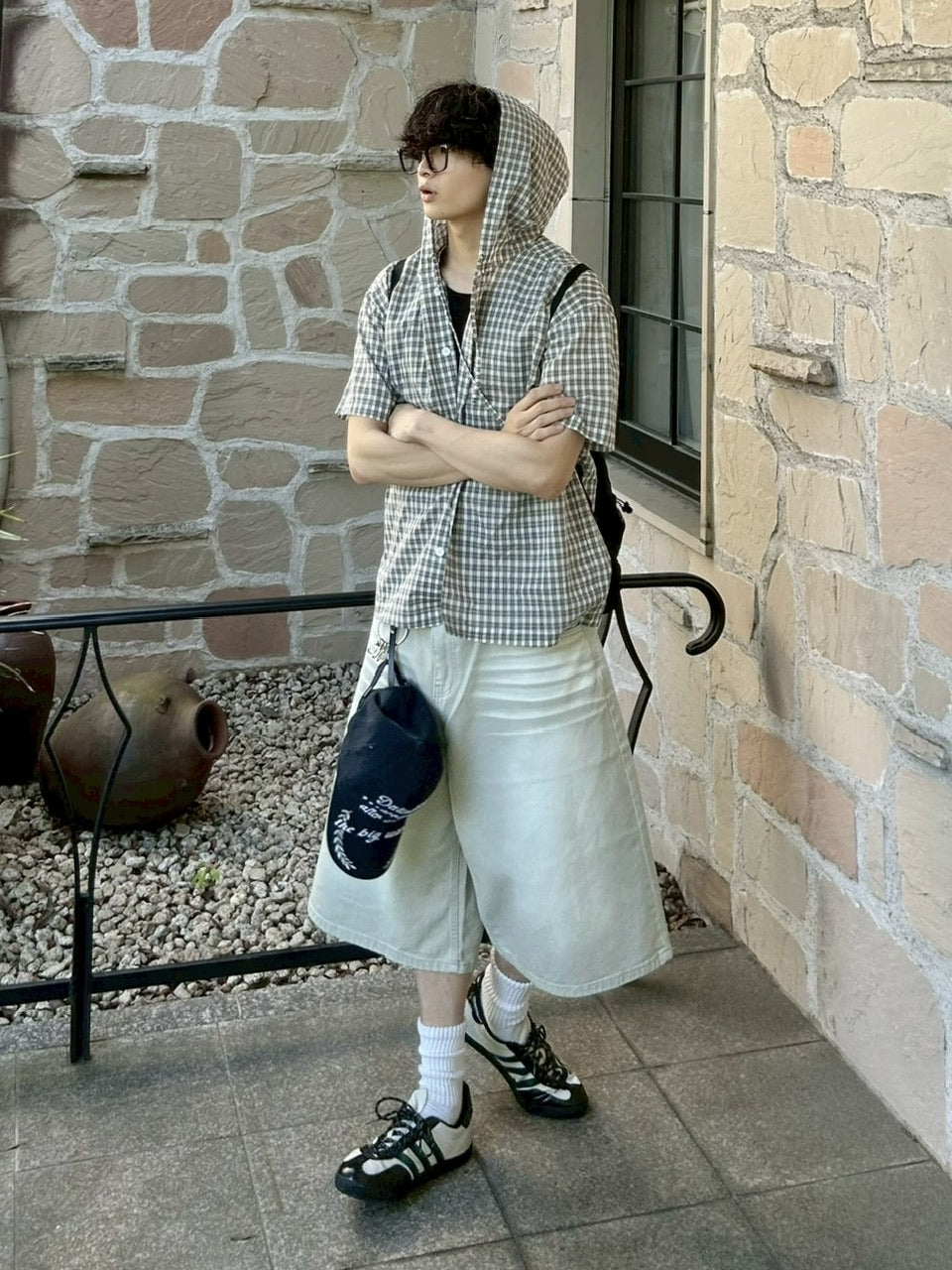 【youll】check shirt hoodie (2color)