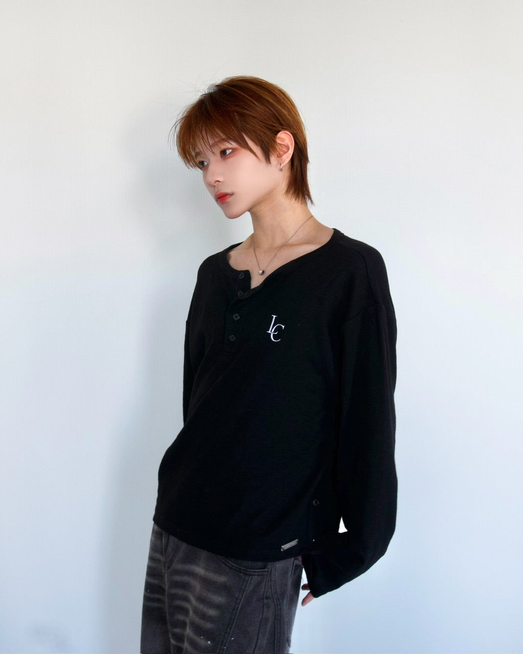 【LUV CODE】LC Button henley long sleeve tee (3color)