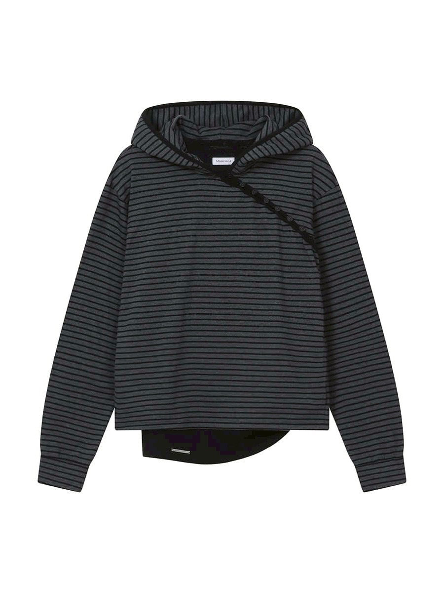 【Miseki seoul】Diagonal button Layered hoodie