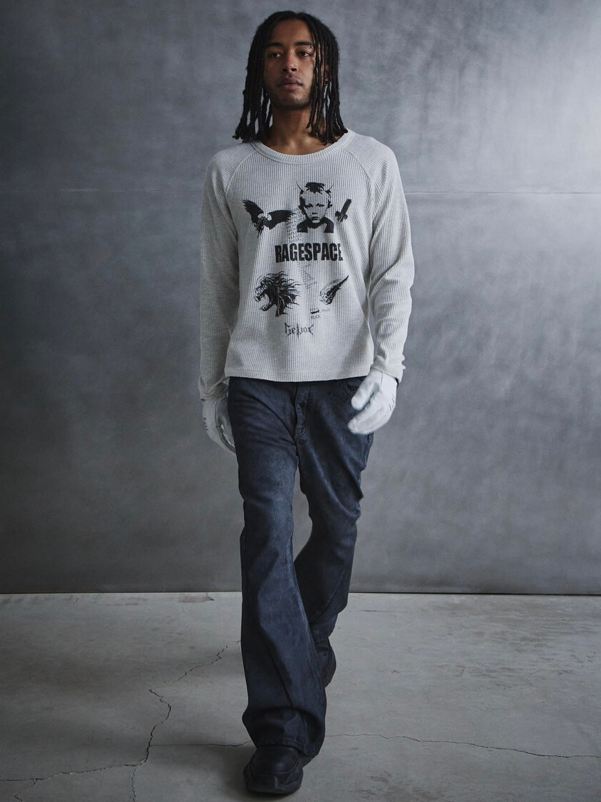 【BEBOF】Black Side Cut Flared Jeans