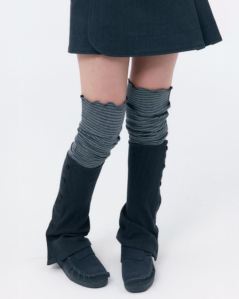 【Miseki seoul】 Striped layered button leg warmer