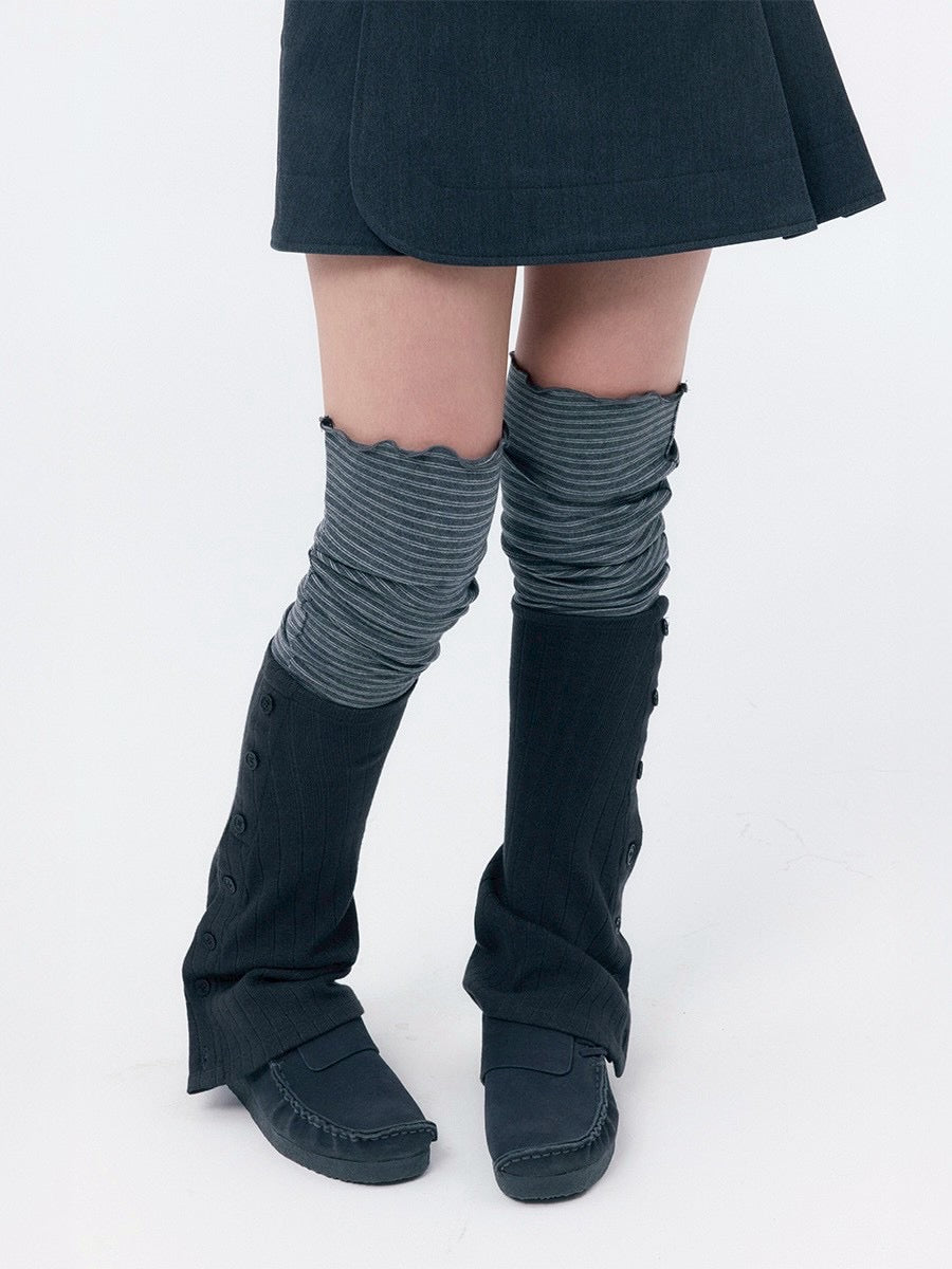 【Miseki seoul】 Striped layered button leg warmer