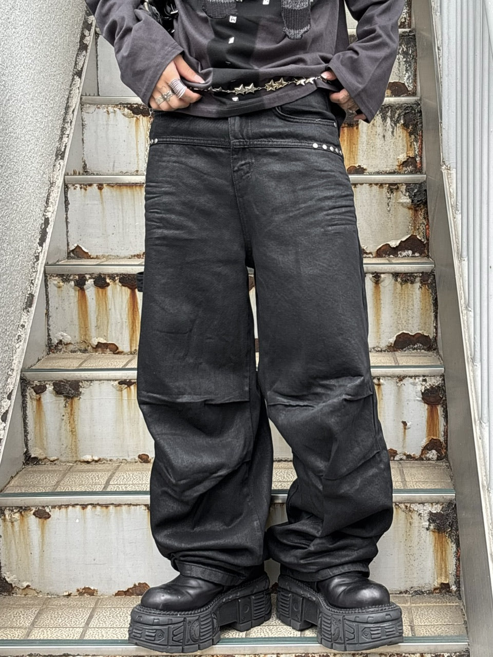 受注制【Never mind the XU】coating denim pants