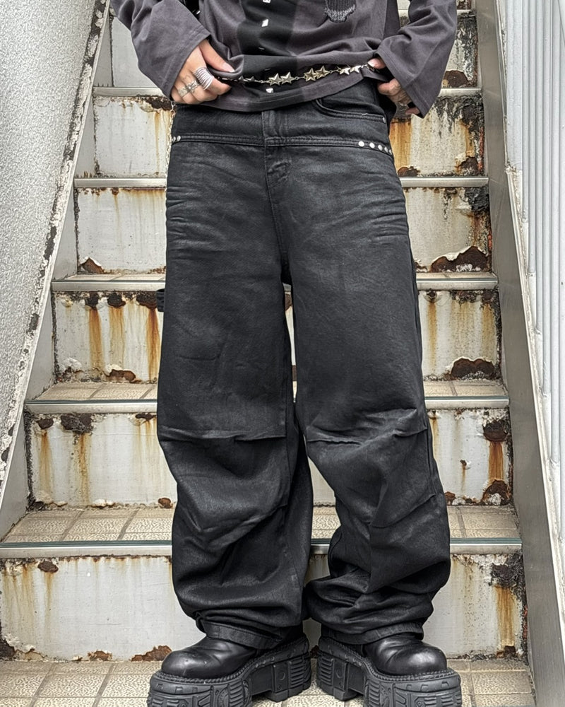 受注制【Never mind the XU】coating denim pants