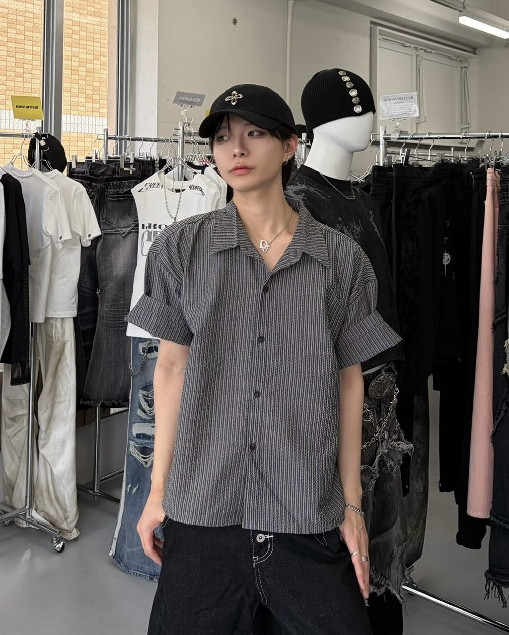 受注制【LUV CODE】ST Crop Short Sleeve Shirt (2color)