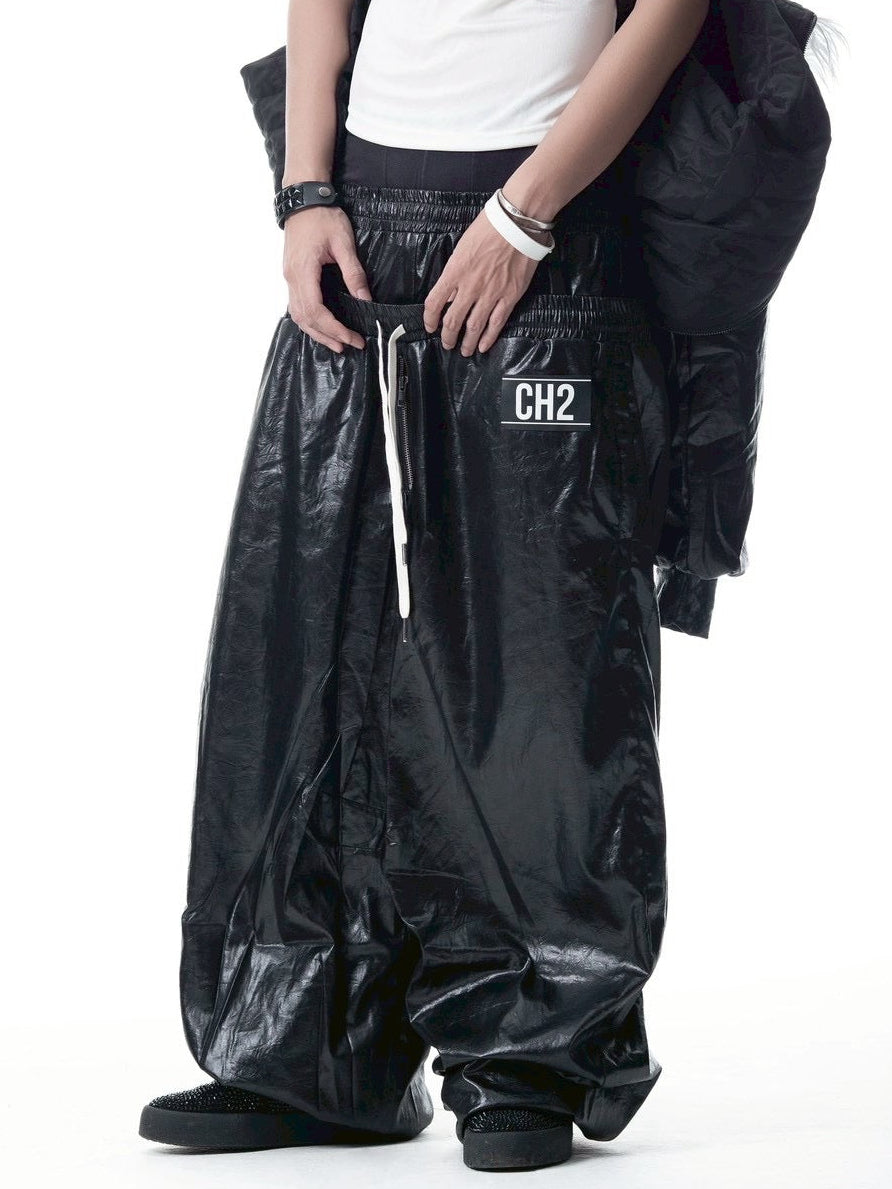 【CH2】 DOUBLE WAIST TRACK NYLON PANTS