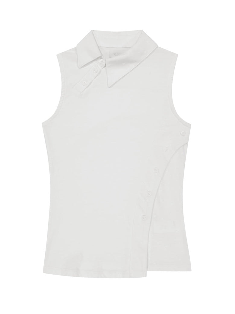 【OJOS】Curved Cut Collar Tank