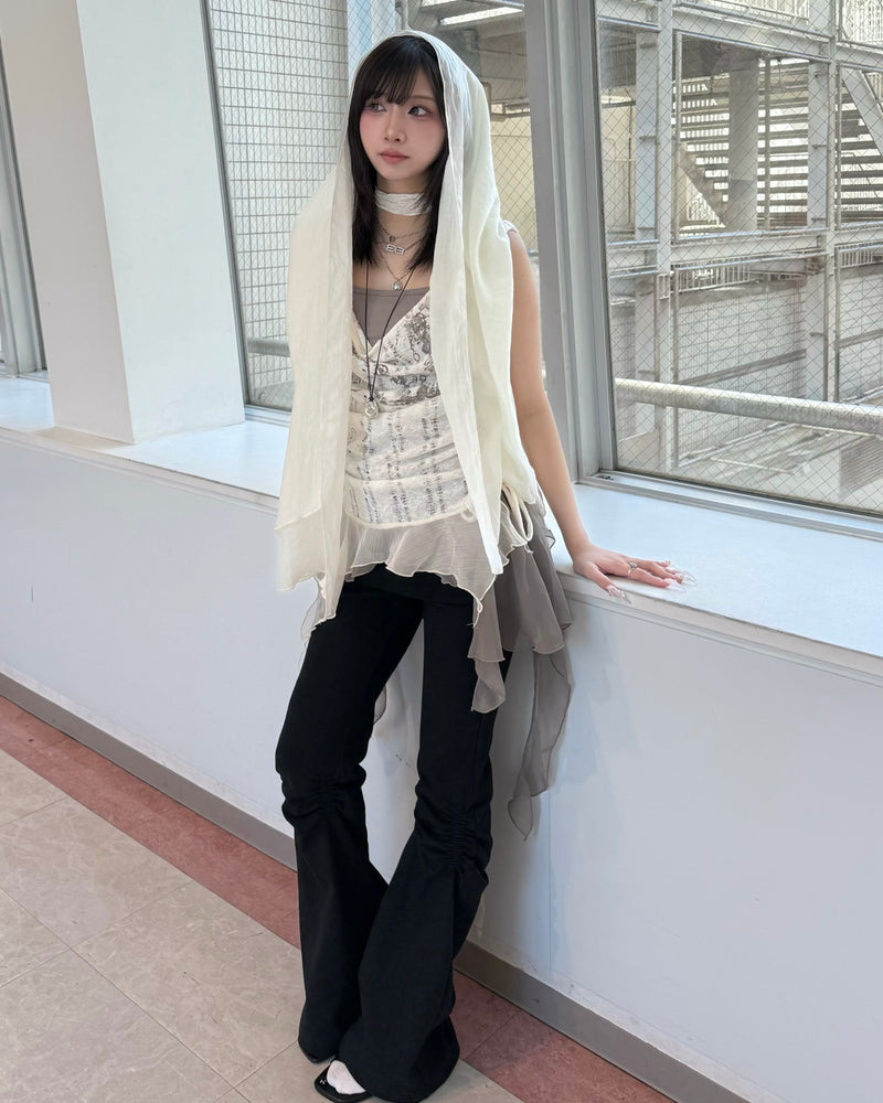 受注制【nmtc+】asymmetry wave strap camisole (2color)