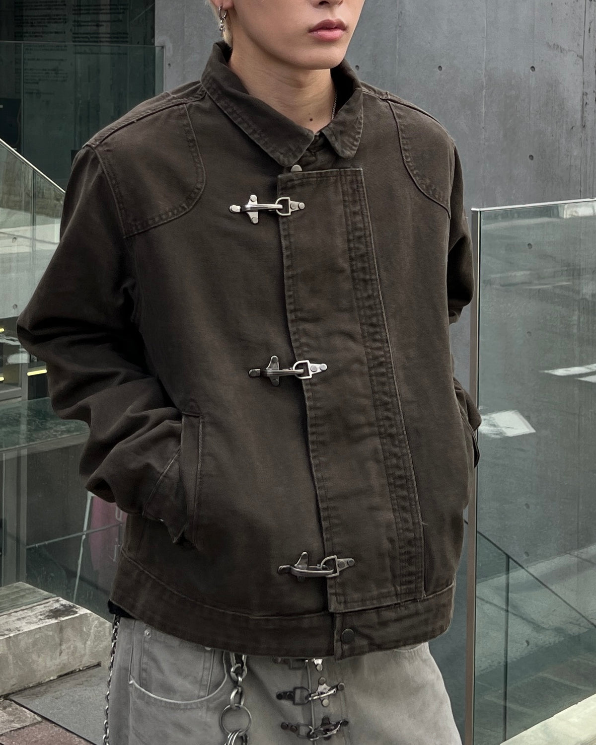 大阪店WEB限定受注制【Chikashitsu +】design hook cropped jacket (3color)