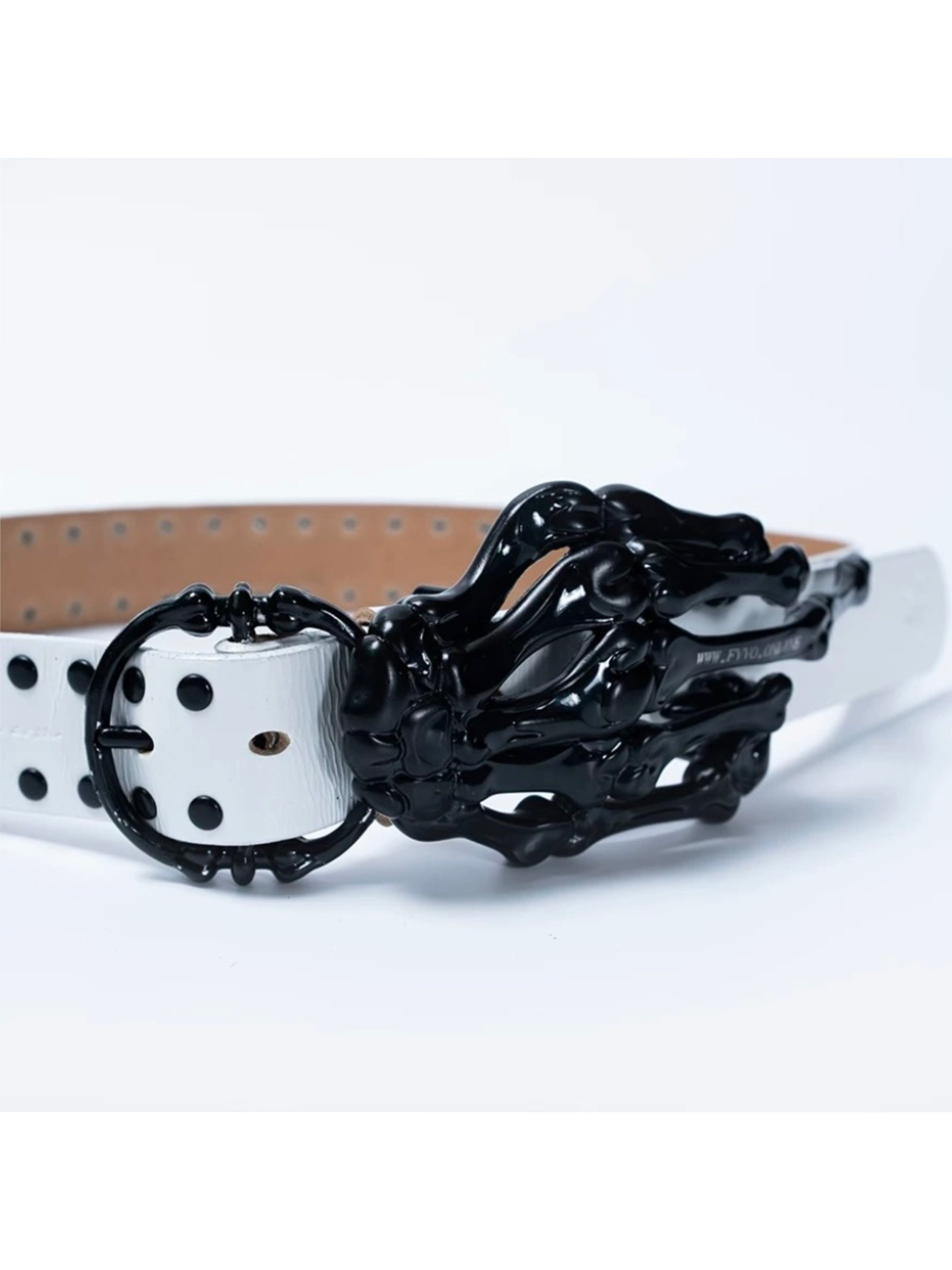 【F.V.V.O】Skeleton Hand & Spikes Leather Belt