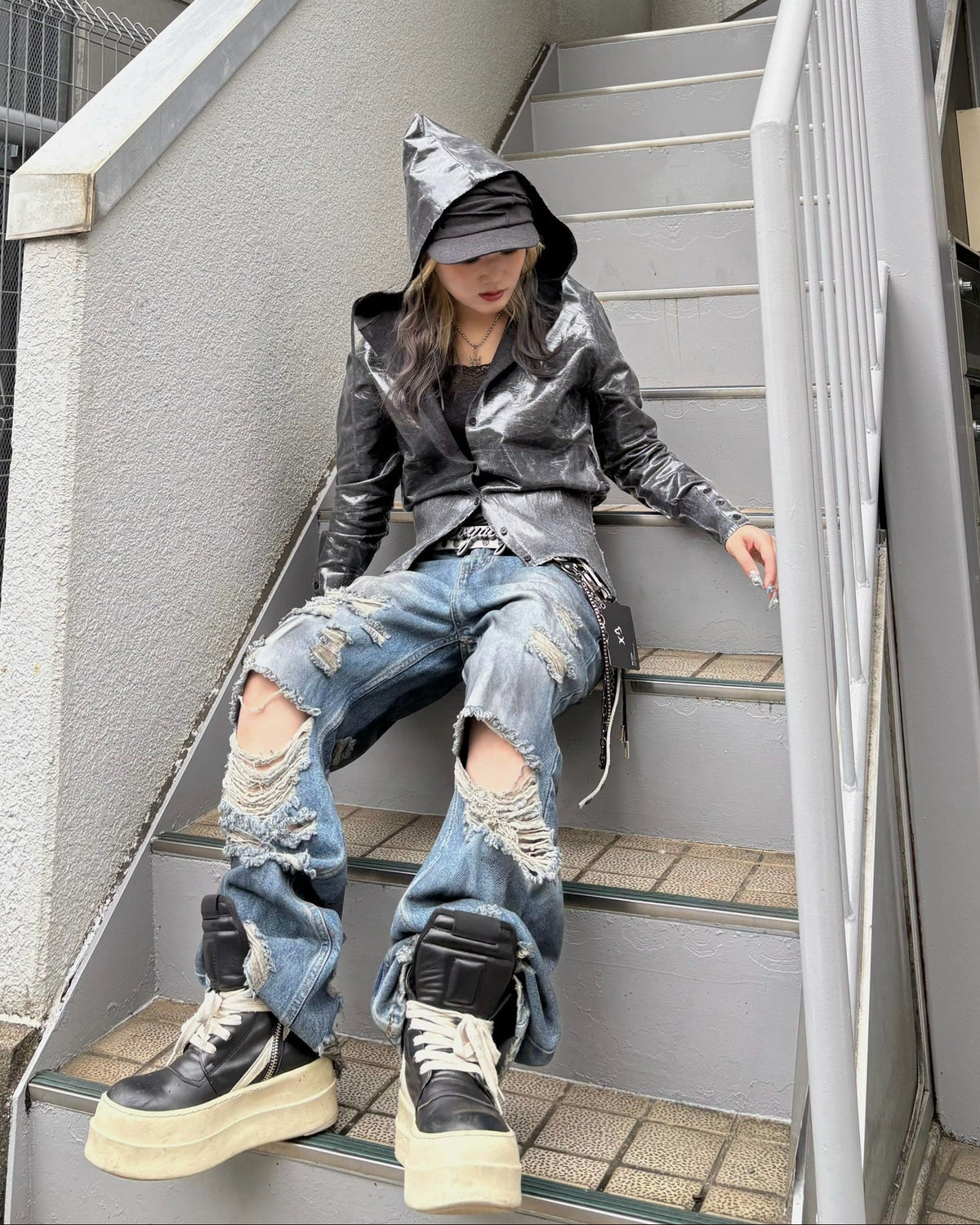 受注制【Never mind the XU】OIL WASH DISTRESSED DENIM (2color)