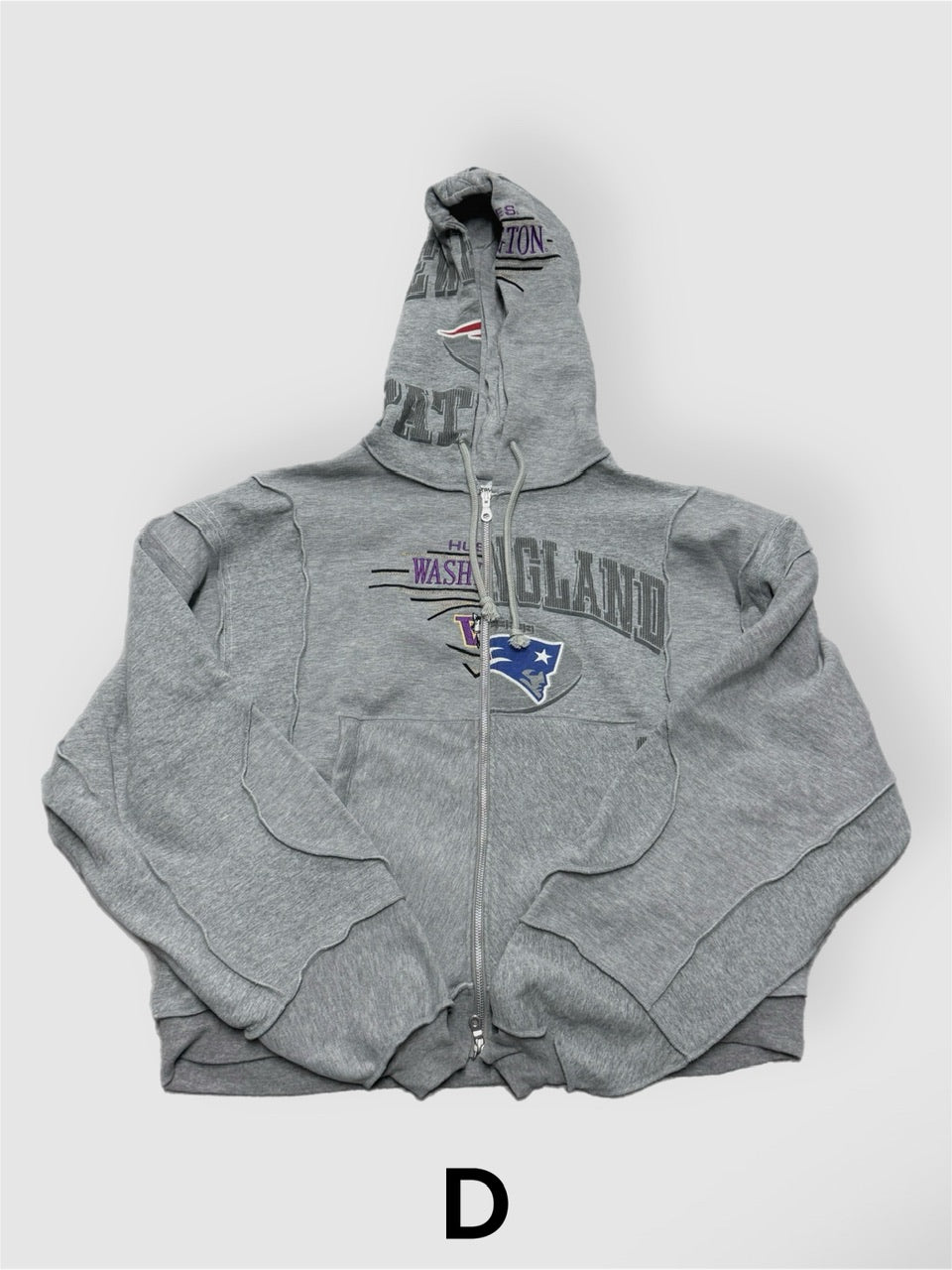 【Re +】double zip cutting switch hoodie (gray)