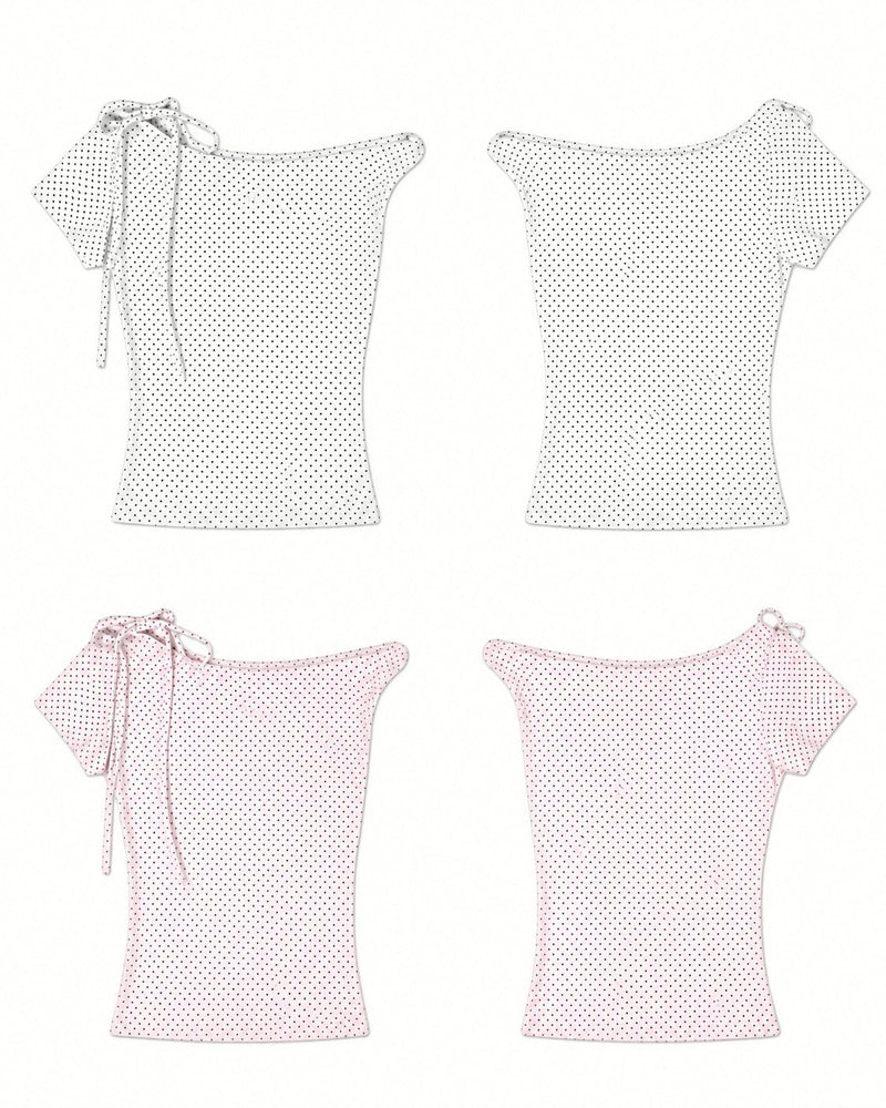 渋谷109店WEB限定受注制【nmtc+】Dot Ribbon Neck Tee (3color)
