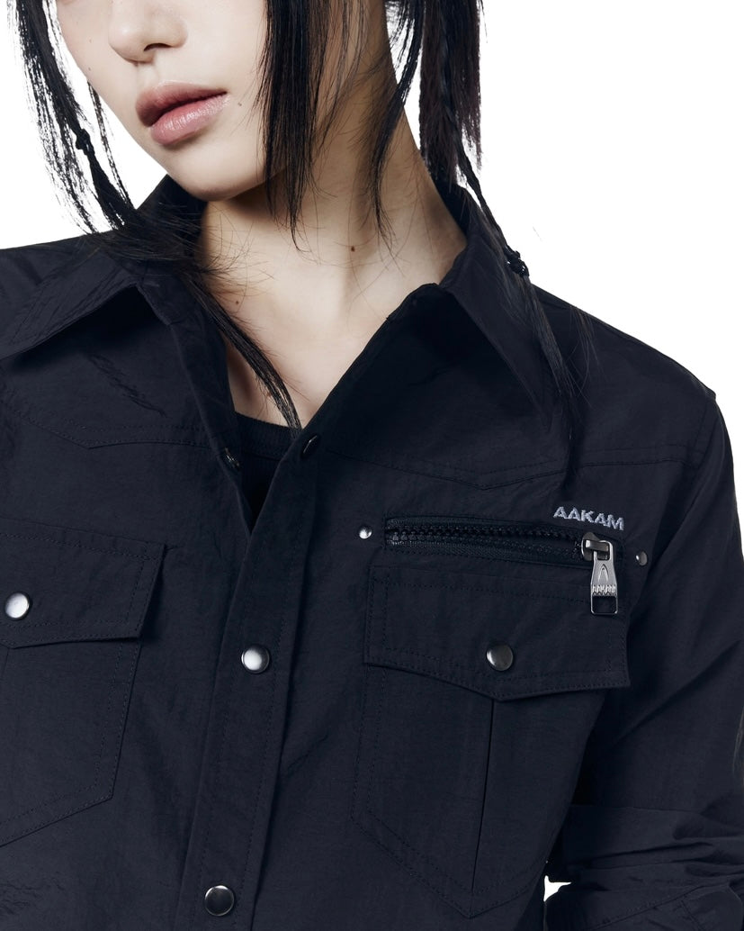 【AAKAM】Roll-Up Nylon Safari Shirts