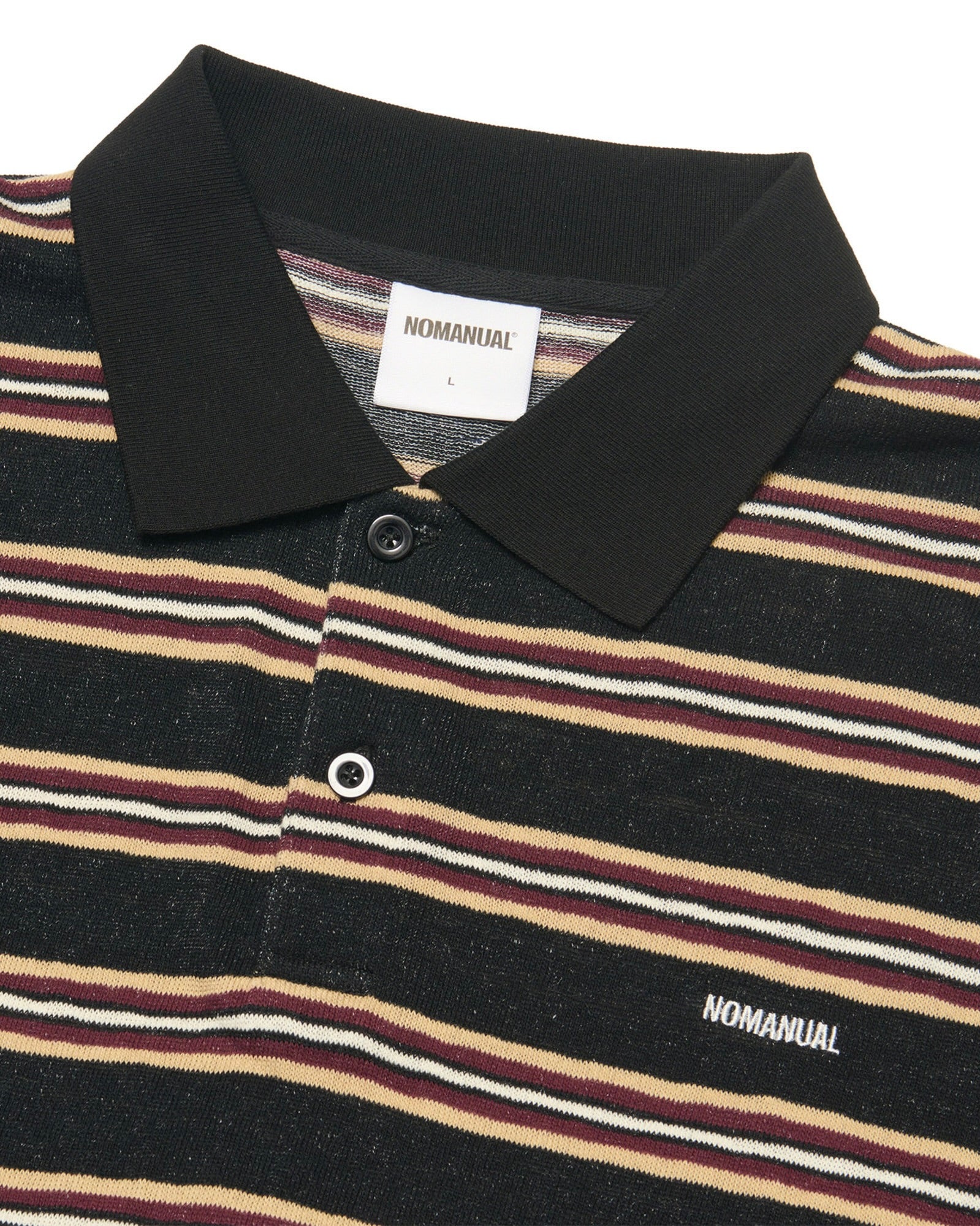 【NOMANUAL】STRIPE POLO LONG SLEEVE TEE