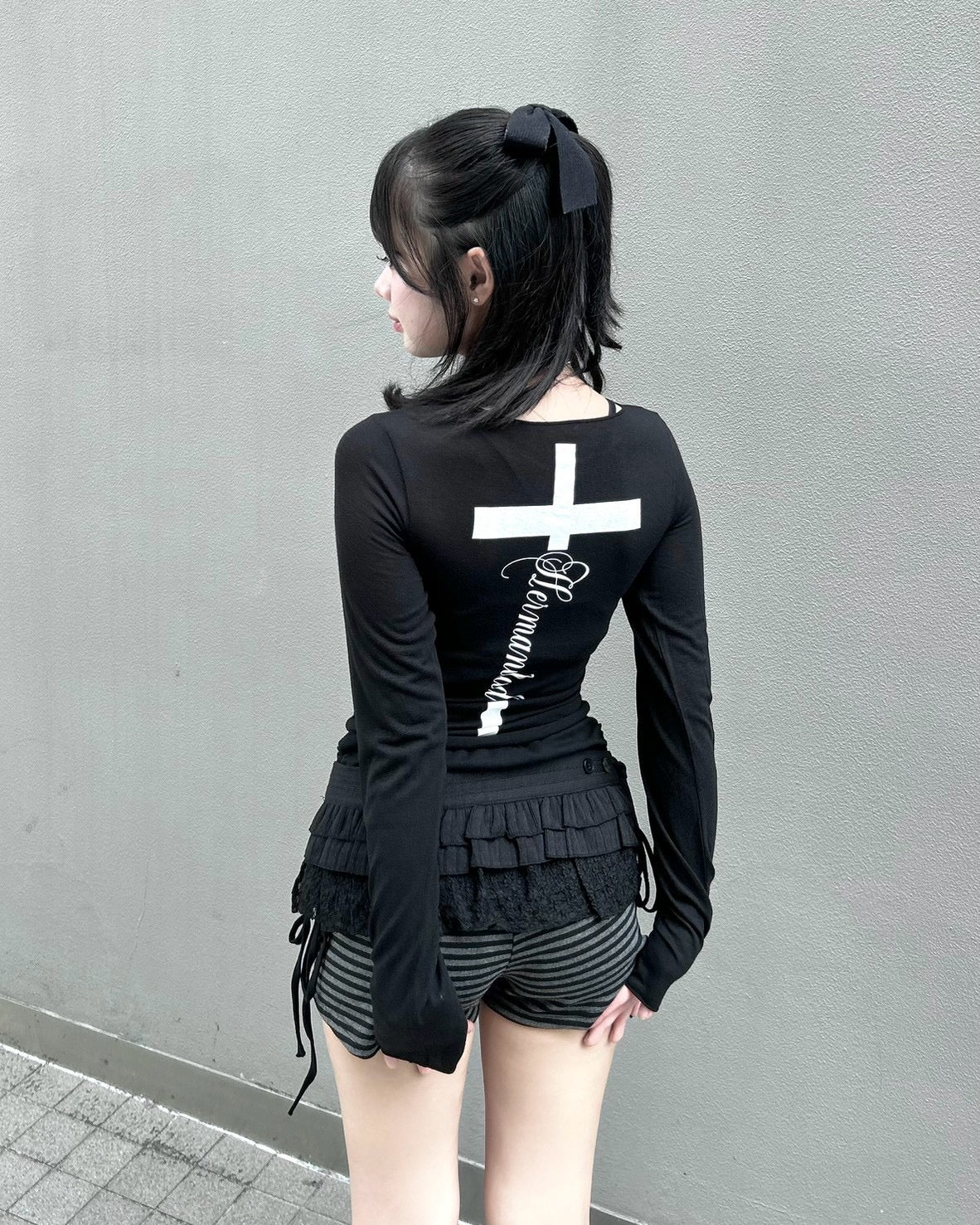 受注制【nmtc+】back logo cross long sleeve (2color)