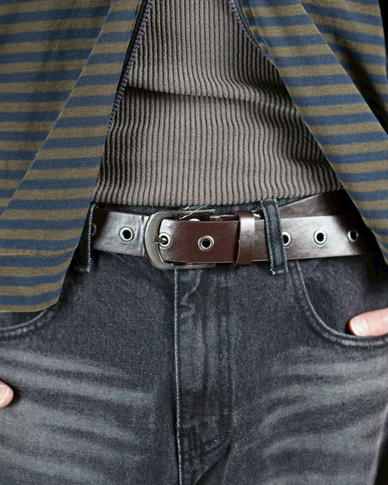 受注制【Chikashitsu +】vegan leather eyelet belt (2color)